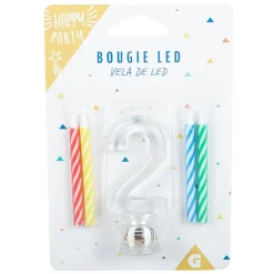 Online Gifi Bougie anniversaire lumineuse à led chiffre 2