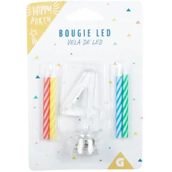 Clearance Gifi Bougie anniversaire lumineuse à led chiffre 4