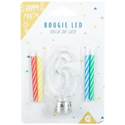 Gifi Bougie anniversaire lumineuse à led chiffre 6