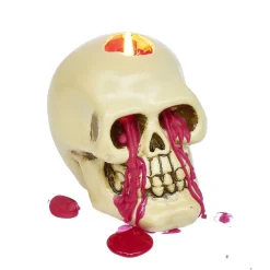 Outlet Gifi Bougie Halloween tête de mort beige