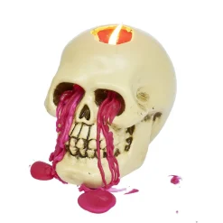 Outlet Gifi Bougie Halloween tête de mort beige