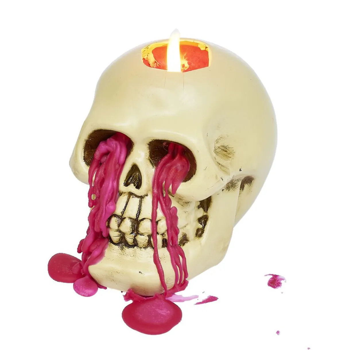 Outlet Gifi Bougie Halloween tête de mort beige