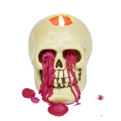 Outlet Gifi Bougie Halloween tête de mort beige