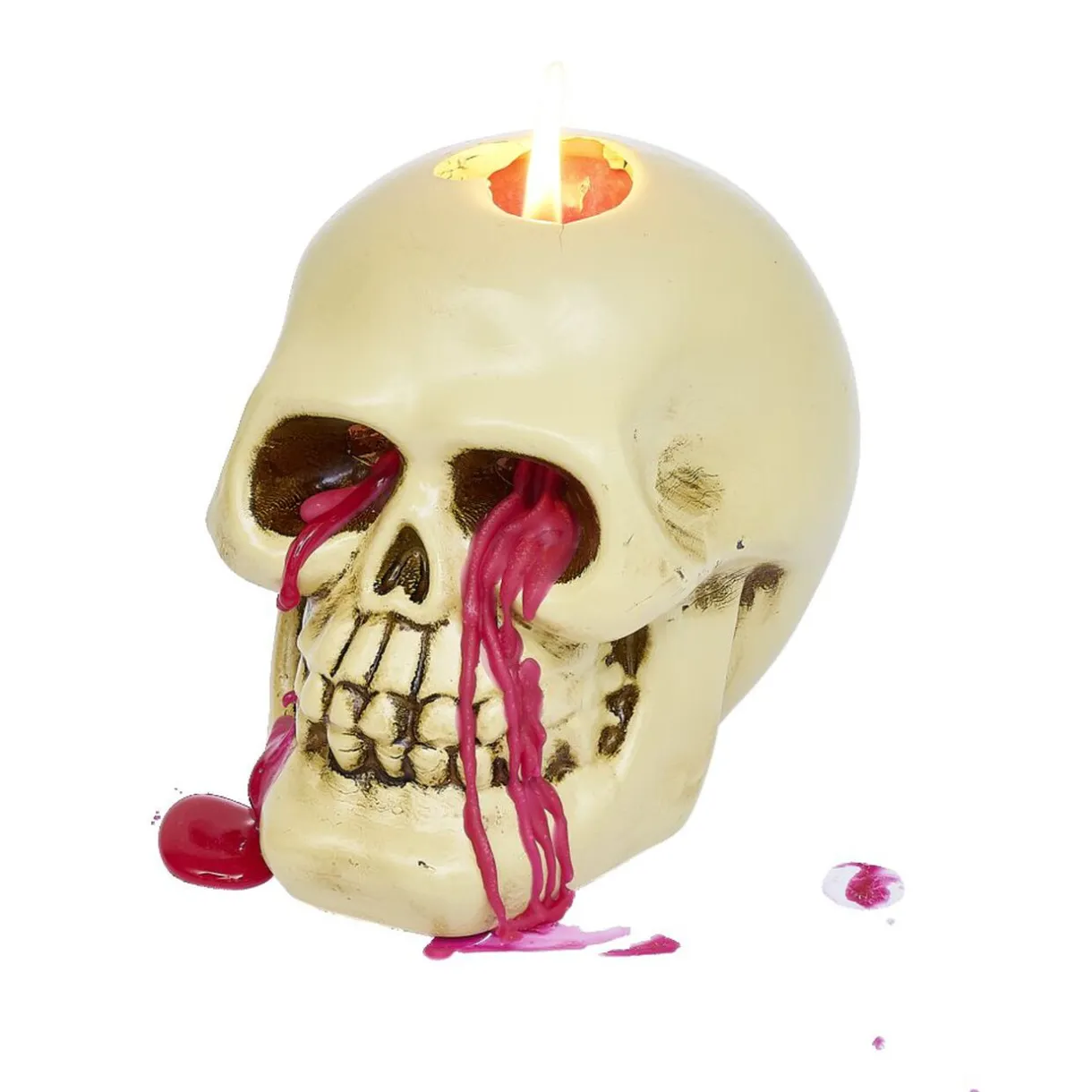 Outlet Gifi Bougie Halloween tête de mort beige