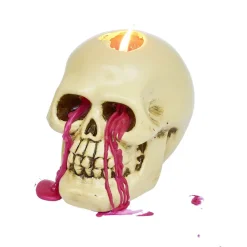 Outlet Gifi Bougie Halloween tête de mort beige