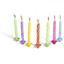 Gifi Bougies d'anniversaire multicolore x 24 et ses 12 supports