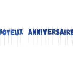 Discount Gifi Bougies Joyeux anniversaire bleu à paillettes