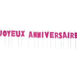 Discount Gifi Bougies Joyeux anniversaire rose à paillettes