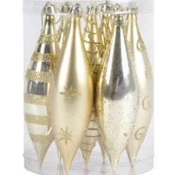 Gifi Boule de Noel goutte X7 or pailletée