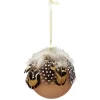 Gifi Boule de Noël à plumes en verre Ø8 cm^ Décoration Sapin