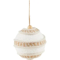 Gifi Boule de Noël à suspendre blanche et naturelle^ Décoration Sapin