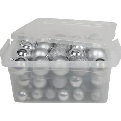 Gifi Boule de Noël argenté brillant mat pailleté x70^ Décoration Sapin