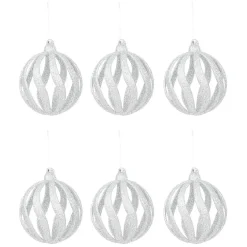 Gifi Boule de Noël argentée ajourée x6^ Décoration Sapin