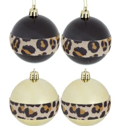 Gifi Boule de Noël bande léopard x 4^ Décoration Sapin