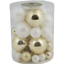 Gifi Boule de Noël blanche et dorée x 50^ Décoration Sapin