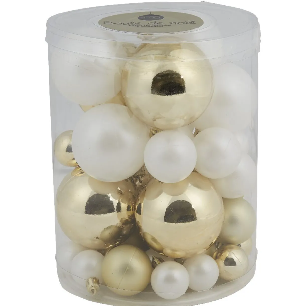 Gifi Boule de Noël blanche et dorée x 50^ Décoration Sapin