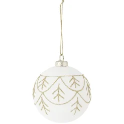 Gifi Boule de Noël blanche motif pailleté doré Ø8cm^ Décoration Sapin