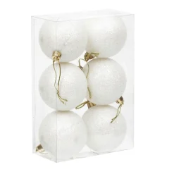 Gifi Boule de Noël blanche pailletée x6^ Décoration Sapin