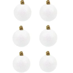 Gifi Boule de Noël blanche pailletée x6^ Décoration Sapin