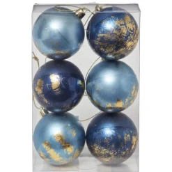 Gifi Boule de Noël bleu effet doré x6^ Décoration Sapin