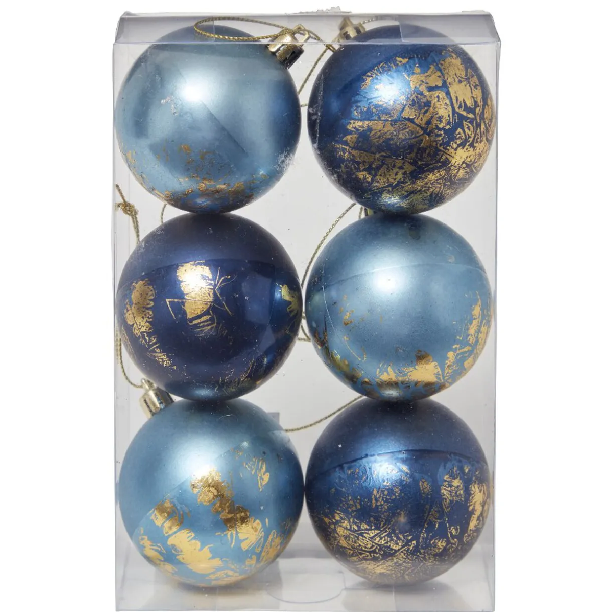 Gifi Boule de Noël bleu effet doré x6^ Décoration Sapin