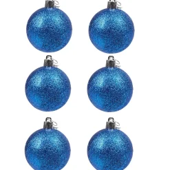 Gifi Boule de Noël bleue pailletée x6^ Décoration Sapin