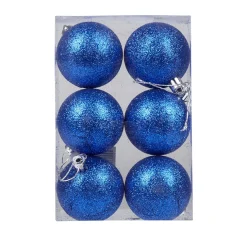 Gifi Boule de Noël bleue pailletée x6^ Décoration Sapin
