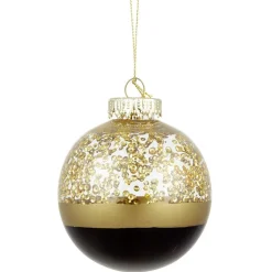 Gifi Boule de Noël brillante dorée et noire Ø8 cm^ Décoration Sapin