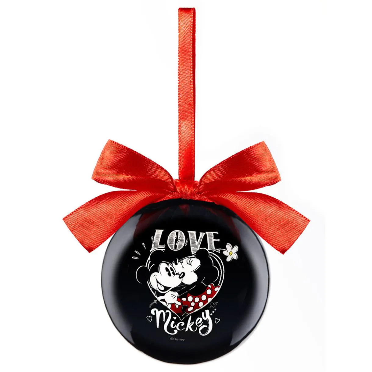 Best Gifi Boule de Noël Disney Mickey et Minnie avec noeud rouge et noir