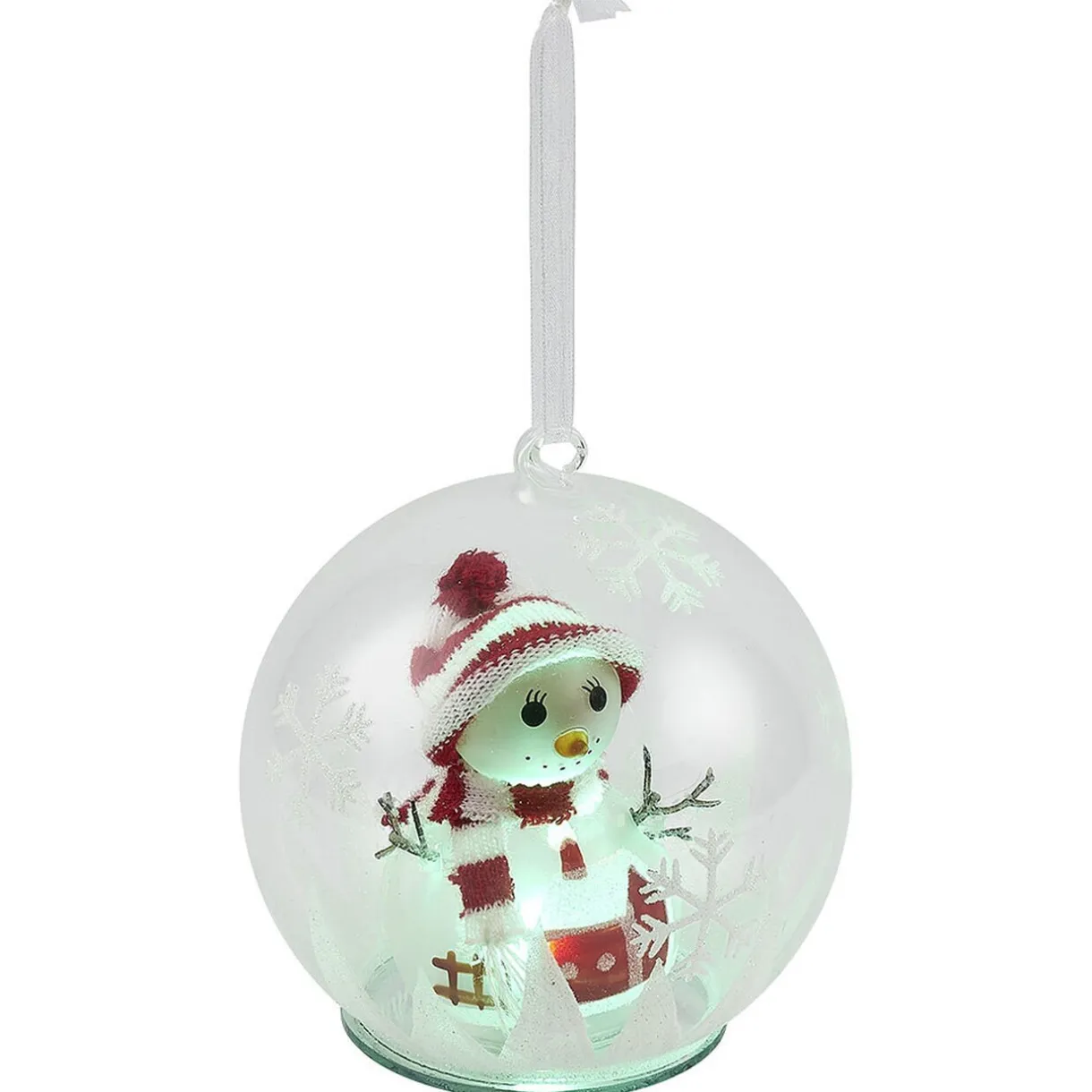 Gifi Boule de Noël en verre Bonhomme de neige lumineux^ Décoration Extérieure De Noël