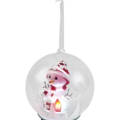 Gifi Boule de Noël en verre Bonhomme de neige lumineux^ Décoration Extérieure De Noël
