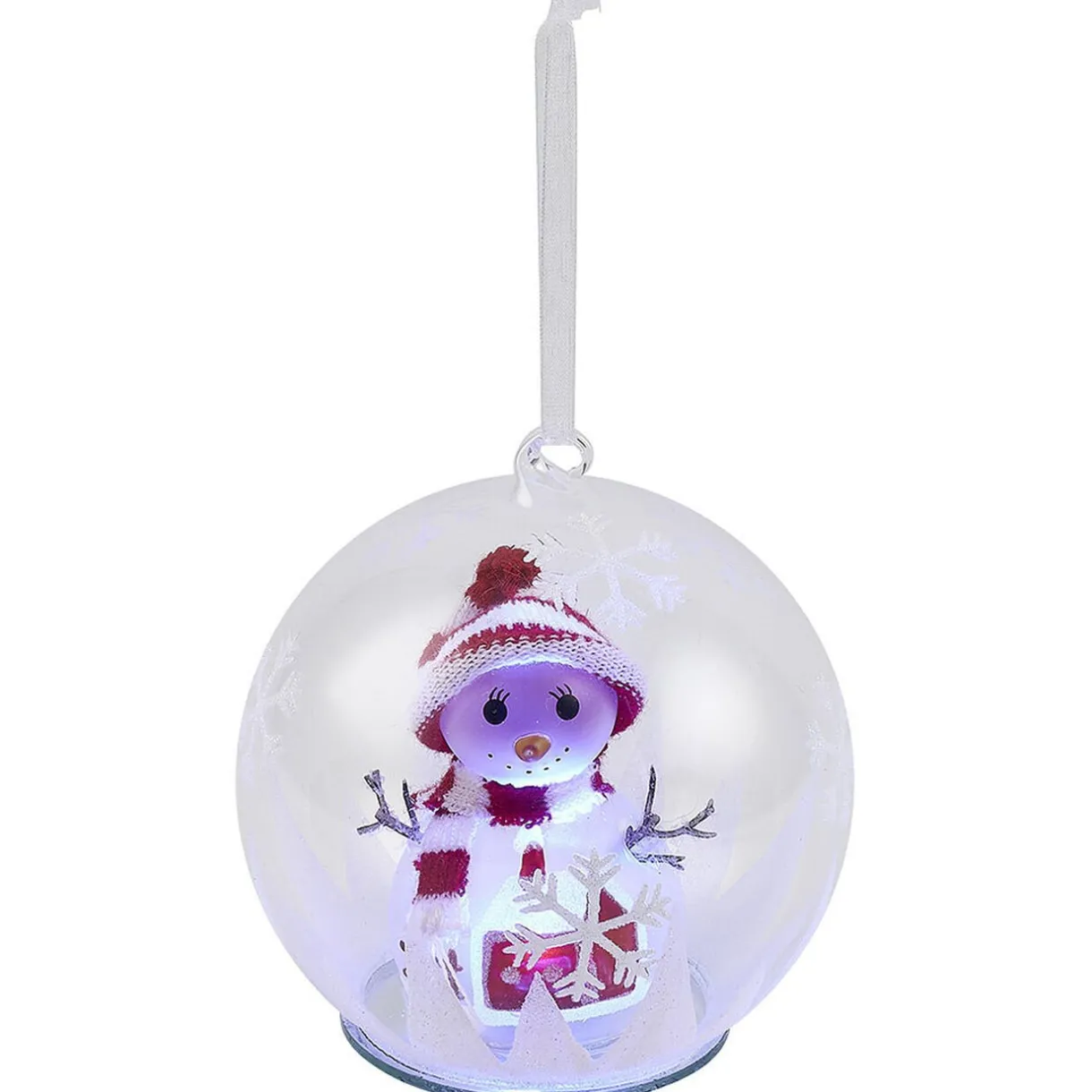 Gifi Boule de Noël en verre Bonhomme de neige lumineux^ Décoration Extérieure De Noël