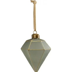 Gifi Boule de Noël en verre design origami vert^ Décoration Sapin