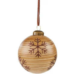 Gifi Boule de Noël en verre effet bois motif flocon de neige^ Décoration Sapin