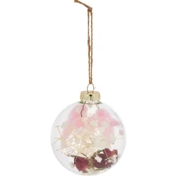 Hot Gifi Boule de Noël en verre intérieur fleurs séchées Ø8cm