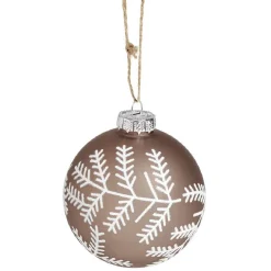 Gifi Boule de Noël en verre motif branche sapin marron et blanc Ø8cm^ Décoration Sapin