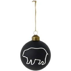 Gifi Boule de Noël en verre noir mat ours ou cerf Ø8cm^ Décoration Sapin