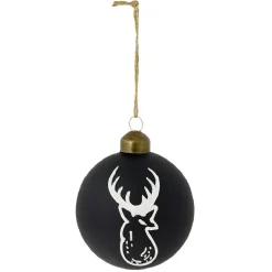 Gifi Boule de Noël en verre noir mat ours ou cerf Ø8cm^ Décoration Sapin