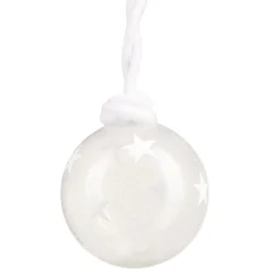 Gifi Boule de Noël en verre pailleté motif étoile attache en laine Ø8cm^ Décoration Sapin