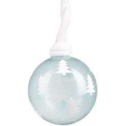 Gifi Boule de Noël en verre pailleté motif étoile attache en laine Ø8cm^ Décoration Sapin