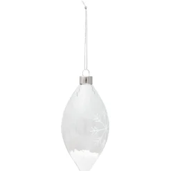 Gifi Boule de Noël en verre transparent forme goutte motif flocon blanc^ Décoration Sapin