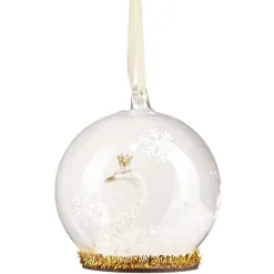 Gifi Boule de Noël en verre transparent avec cygne blanc Ø8 cm^ Décoration Sapin