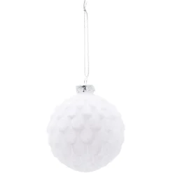 Gifi Boule de Noël finition floqué en verre blanc Ø8 cm^ Décoration Sapin