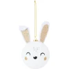 Gifi Boule de Noël forme tête lapin blanc et doré Ø8xH13cm^ Décoration Sapin
