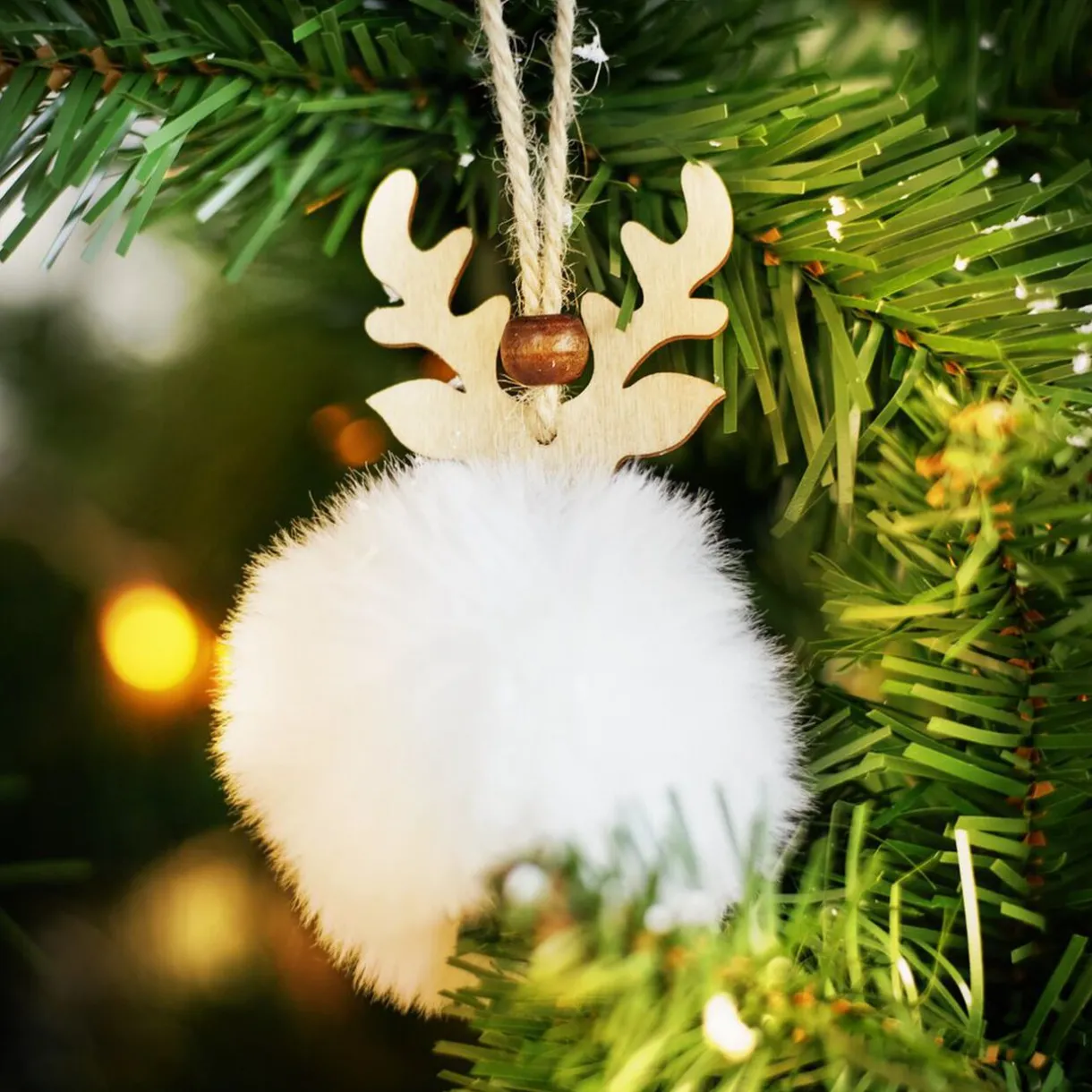 Outlet Gifi Boule de Noël fourrure blanche Ø6cm