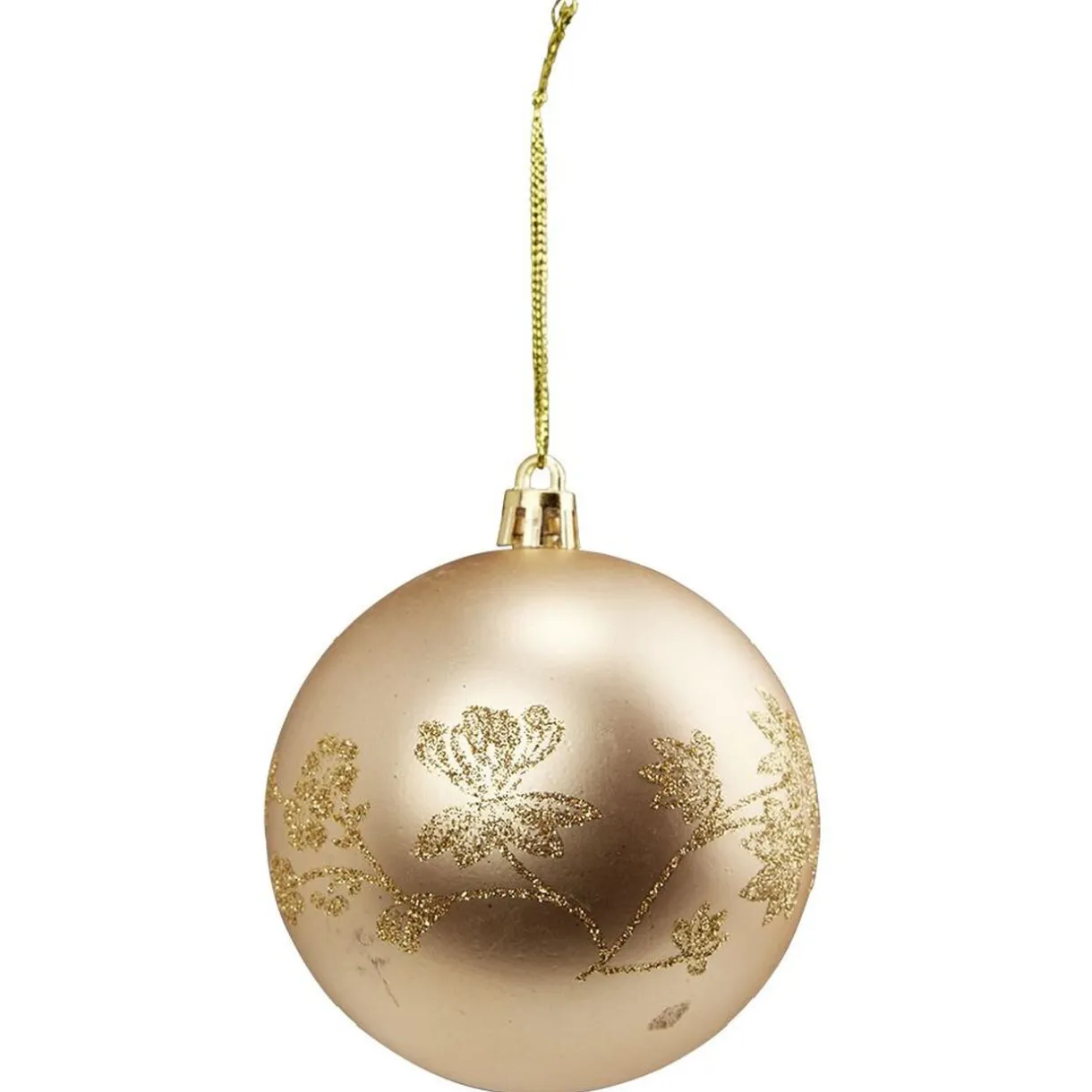 Gifi Boule de Noël imprimé fleur pailleté doré Ø8cm^ Décoration Sapin