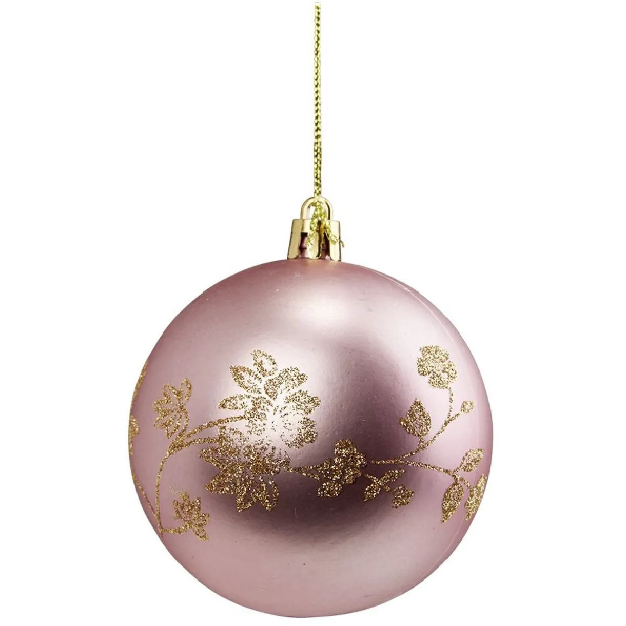 Gifi Boule de Noël imprimé fleur pailleté doré Ø8cm^ Décoration Sapin