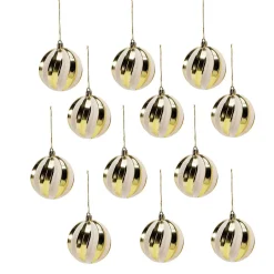 Gifi Boule de Noël jaune doré et blanc x12^ Décoration Sapin
