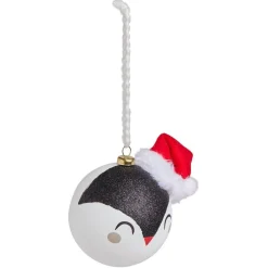 Gifi Boule de Noël kawaii pingouin avec bonnet rouge Ø8cm^ Décoration Sapin