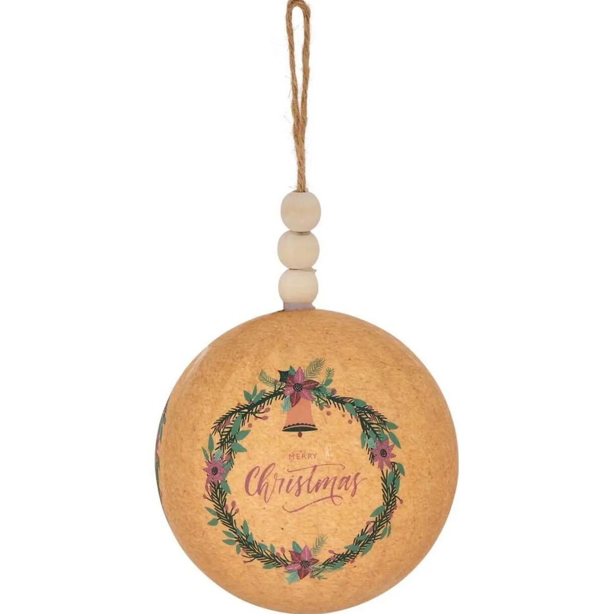 Gifi Boule de Noël kraft motif couronne Merry Christmas marron Ø12cm^ Décoration Sapin